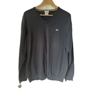 Vintage‎ Lacoste V-Neck Sweater Navy Blue Preppy Size 7 XL XXL